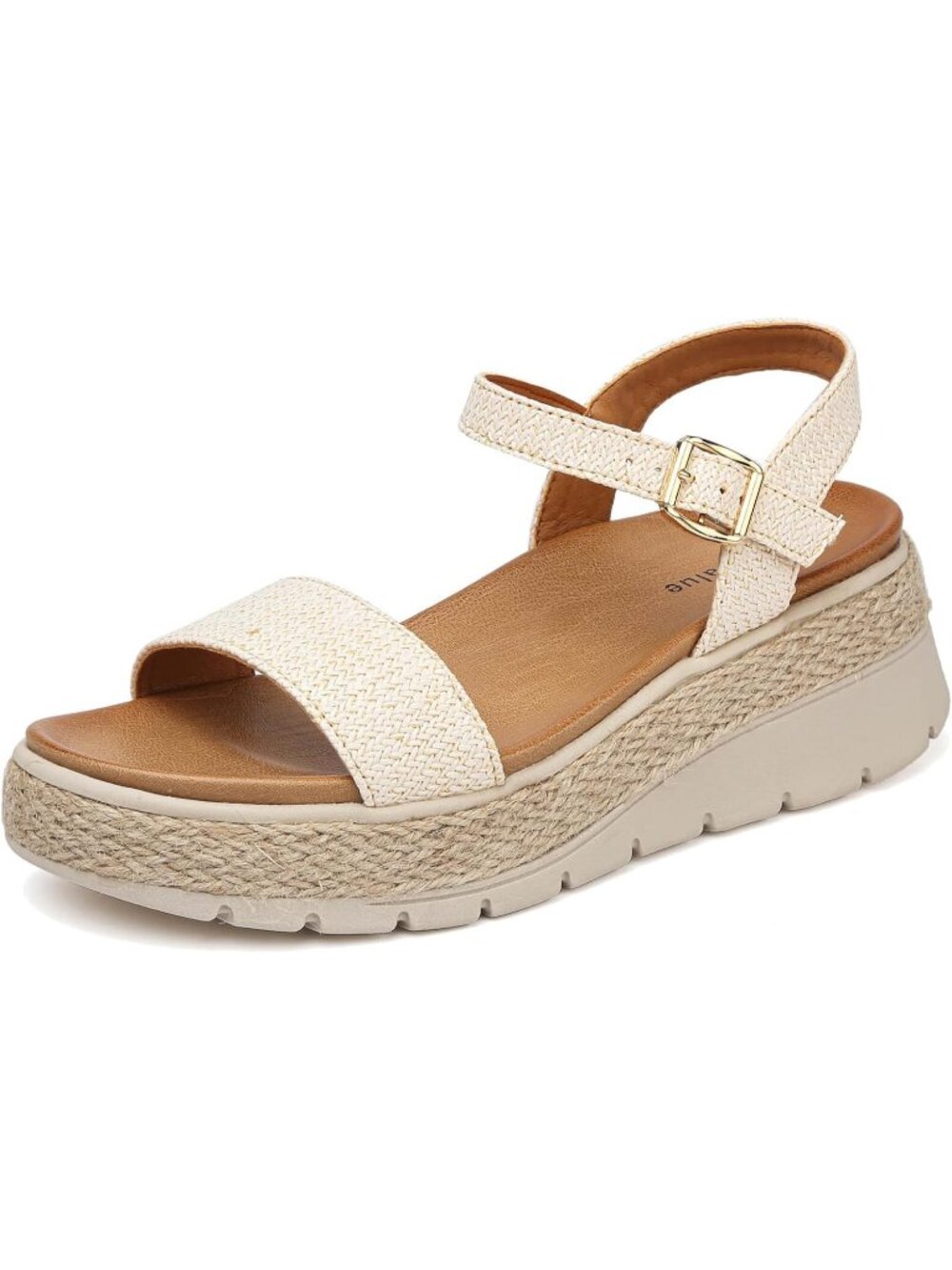 Women's Platform Espadrille Wedge Sandals Ankle Strap Raffia Open Toe Sandals